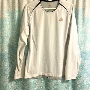 Adidas soccer or running lightweight long sleeve shirt, quick dry light gray L